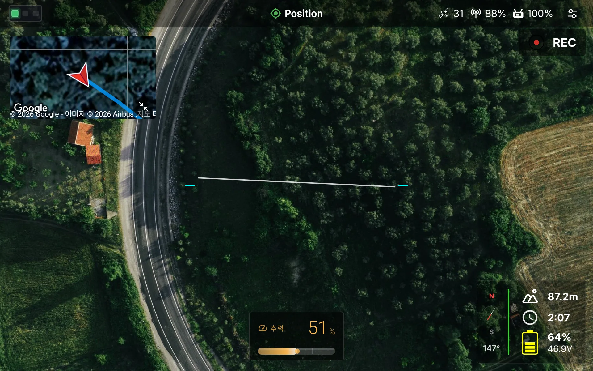 リアルタイムの飛行 HUD